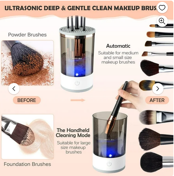 2024 New Makeup Brush Cleaner Rechargeable Lazy Electric Cleaning Brush Automatic Scrubbing Quick-Drying Tool